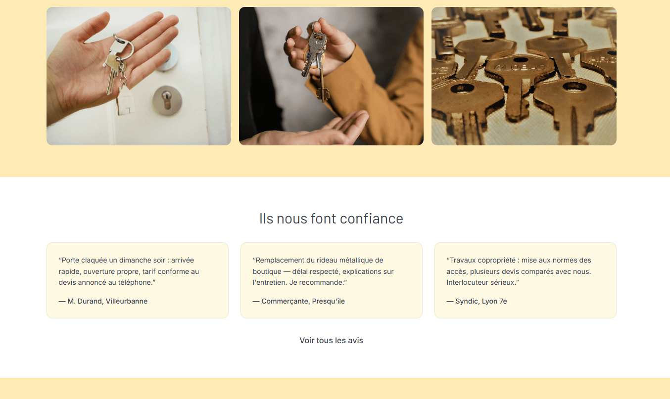 Site vitrine serrurier Lyon