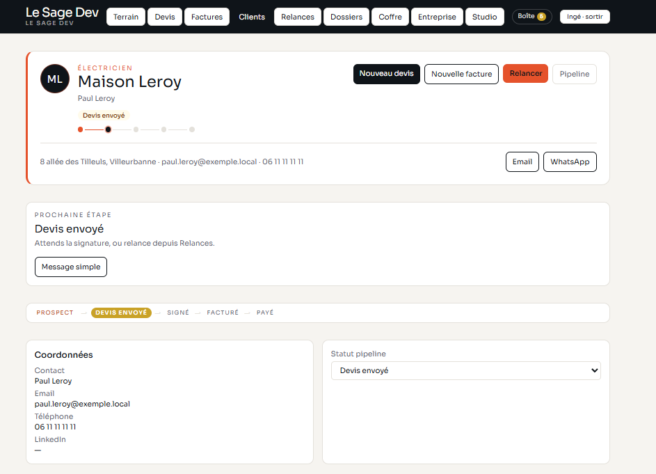 Fiche client